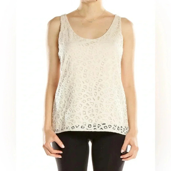 Anne Taylor LOFT Cream Crochet Sleeveless Tunic Top - Size Small Petite - Picture 2 of 11